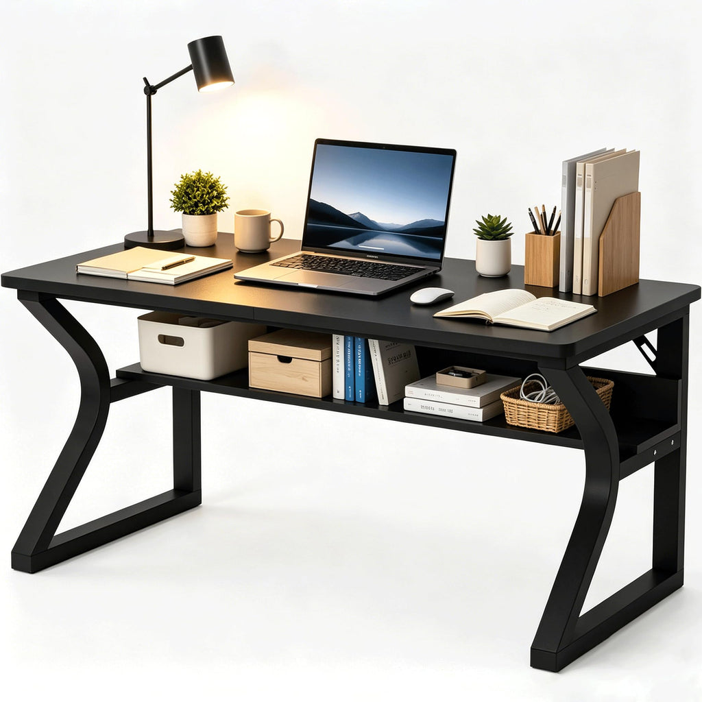 Black 55" Wood Computer Desk I119457