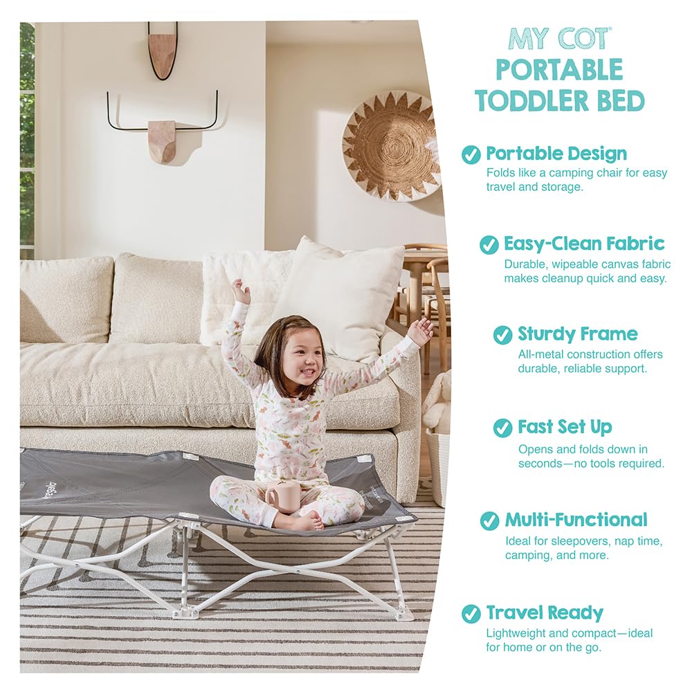 Portable Toddler Cot, Foldable Lightweight Travel Bed, Gray B626611