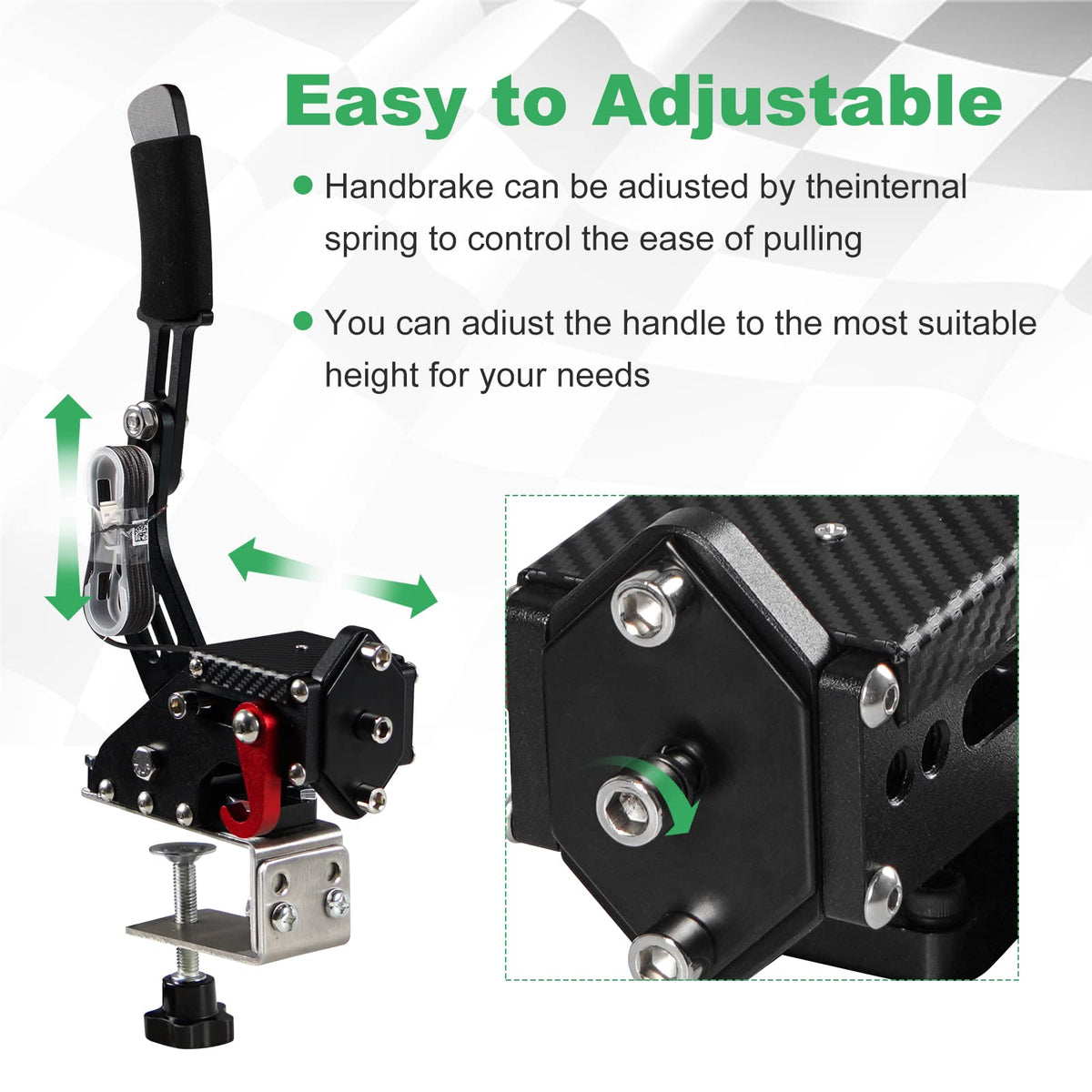 2-in-1 USB Handbrake with Hall Sensor and Clamp R71814