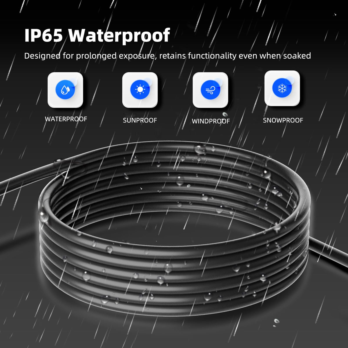 100 FT Waterproof Black 16 AWG Extension Cord F641
