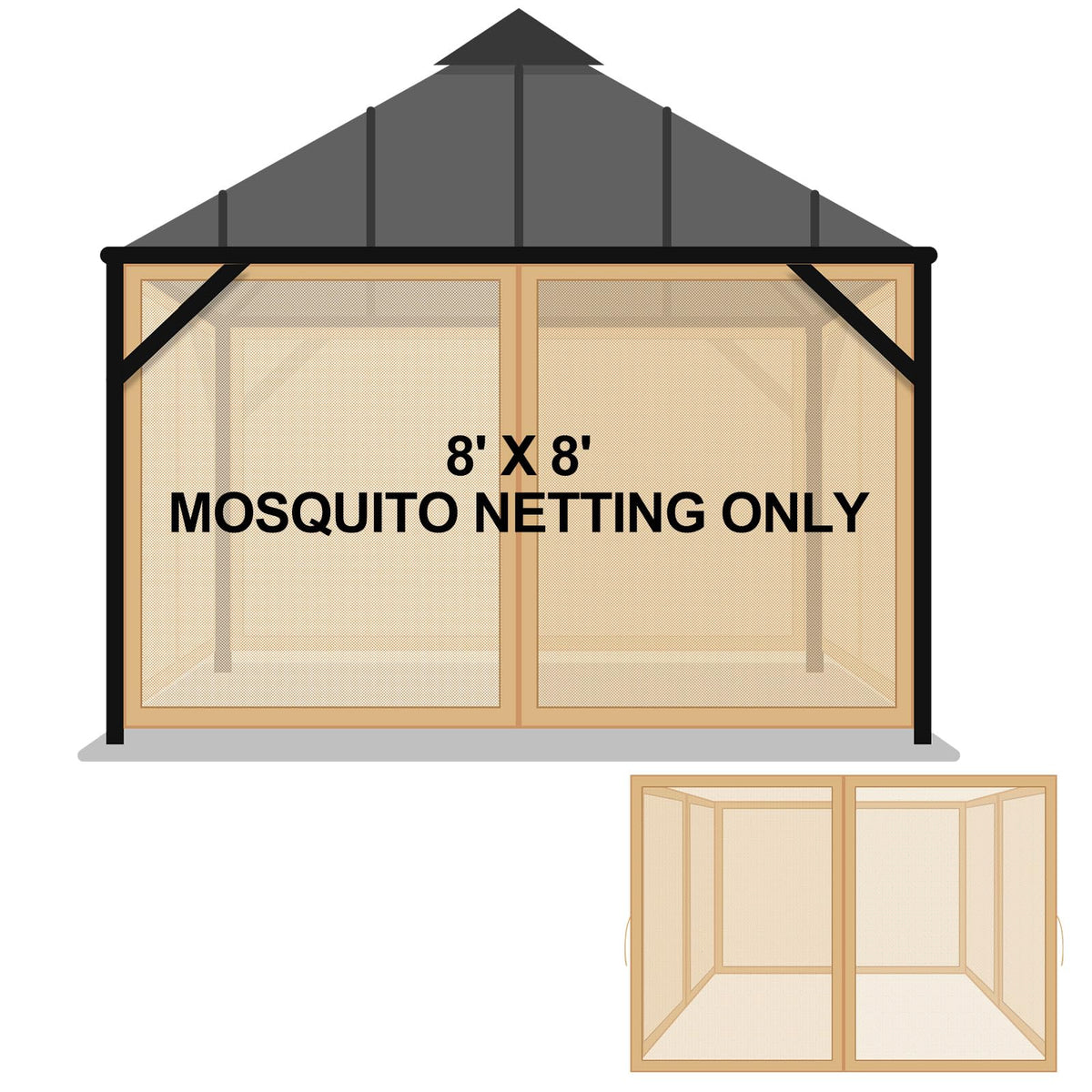 8x8 ft 4 Panel Gazebo Mosquito Netting A9683