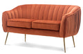 Tufted Velvet Barrel Loveseat Sofa with Golden Metal Legs X509