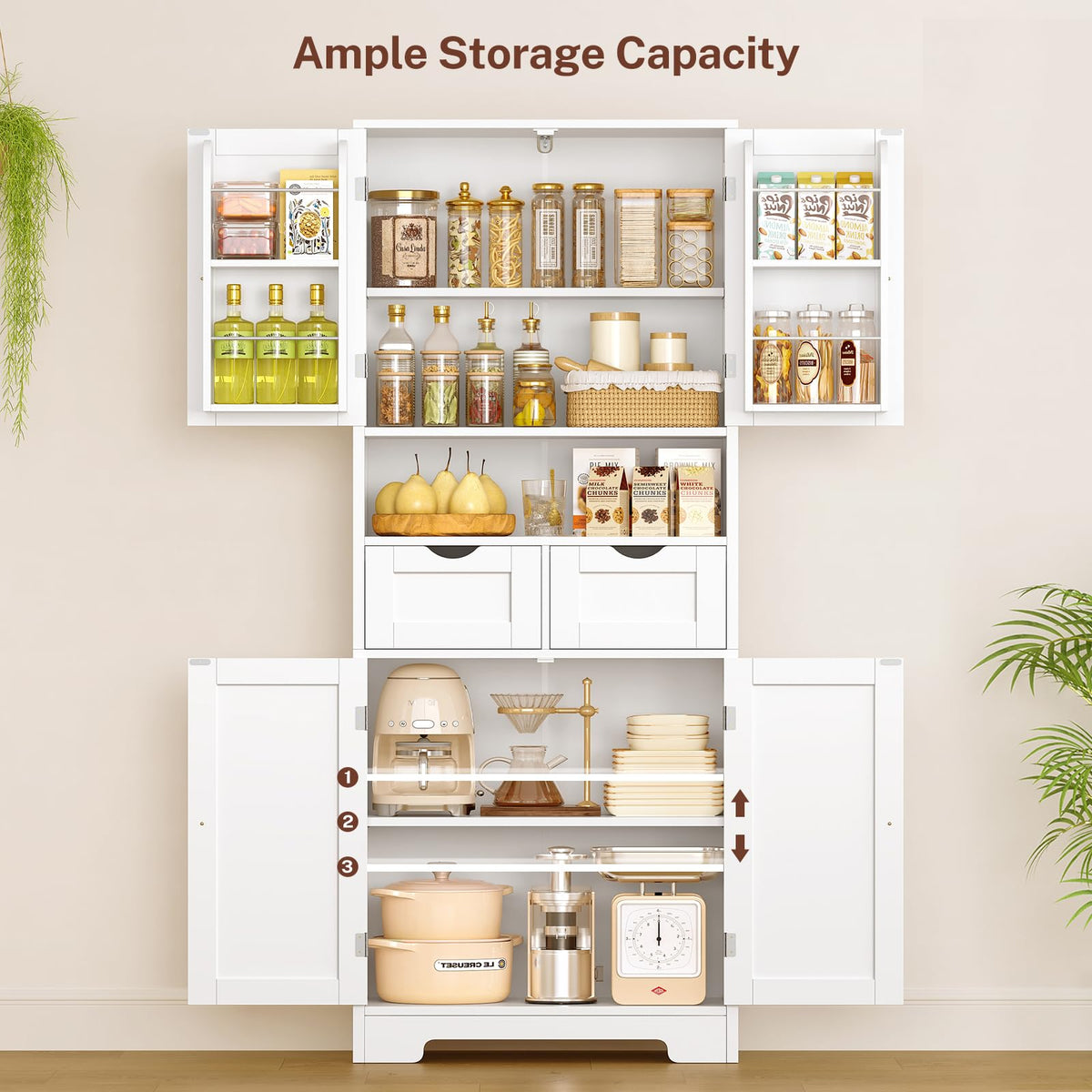 63.4"H Kitchen Pantry Cabinet with 4 Door Shelves Q506252