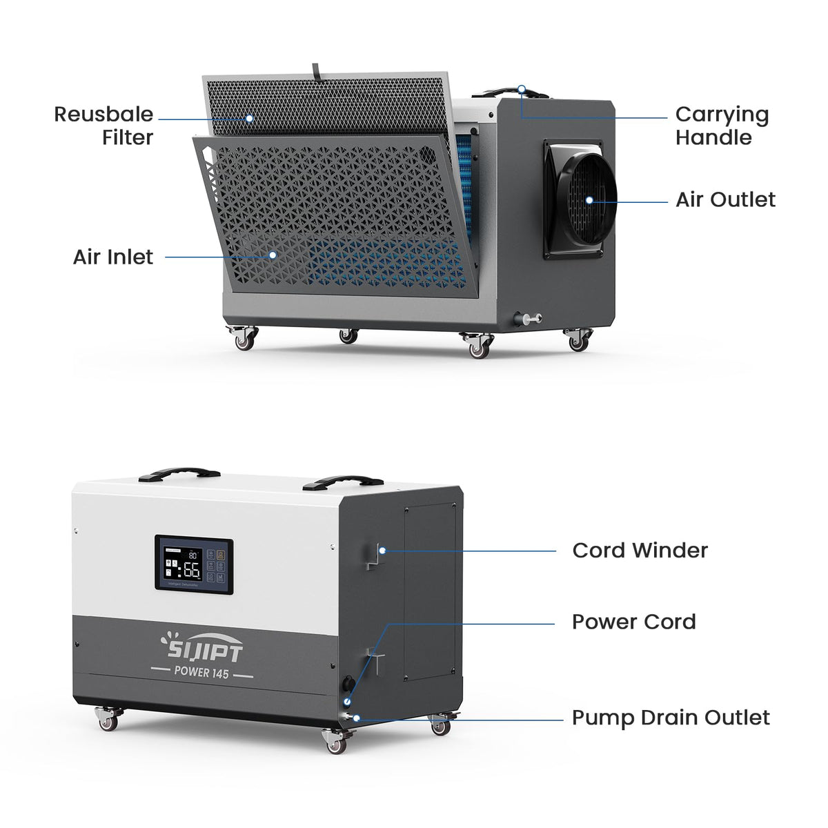 145 Pints Commercial Dehumidifier with Pump & Drain N1239
