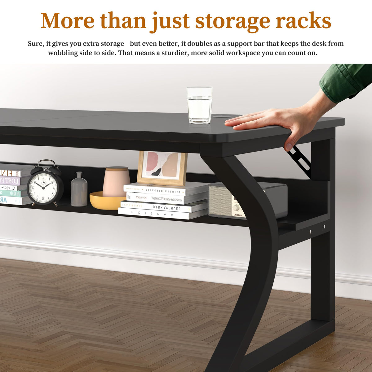 Black 55" Wood Computer Desk I119457