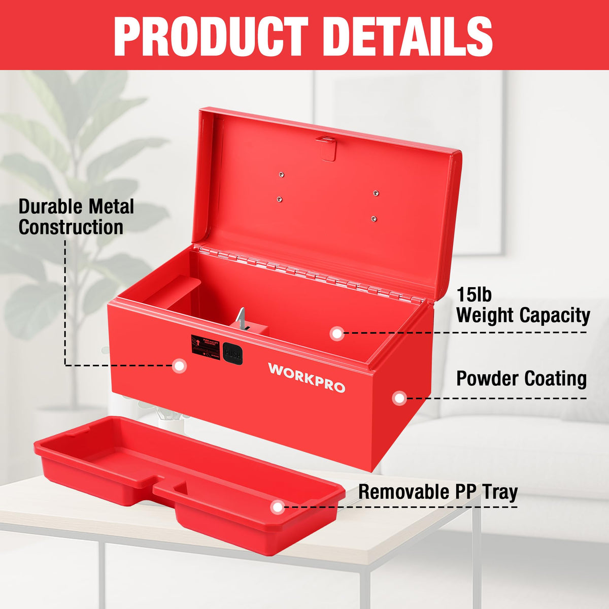 10.8" Mini Metal Tool Box with Removable Tray G390547