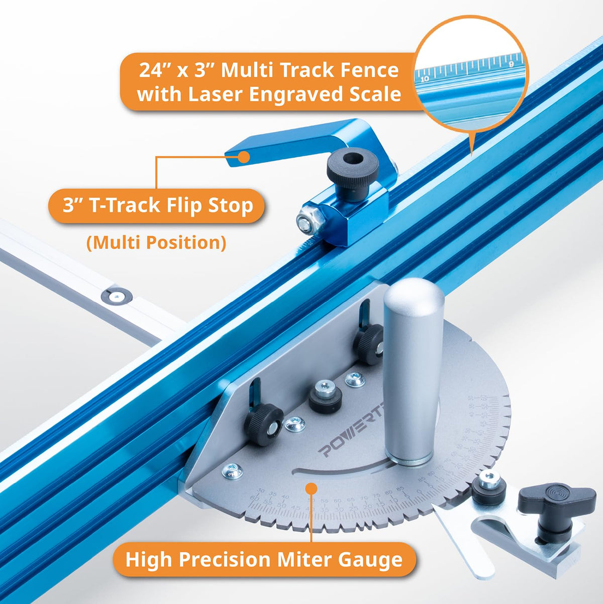 Table Saw Precision Miter Gauge System with 27 Angle Stops and T-Slotted Miter Bar D59951