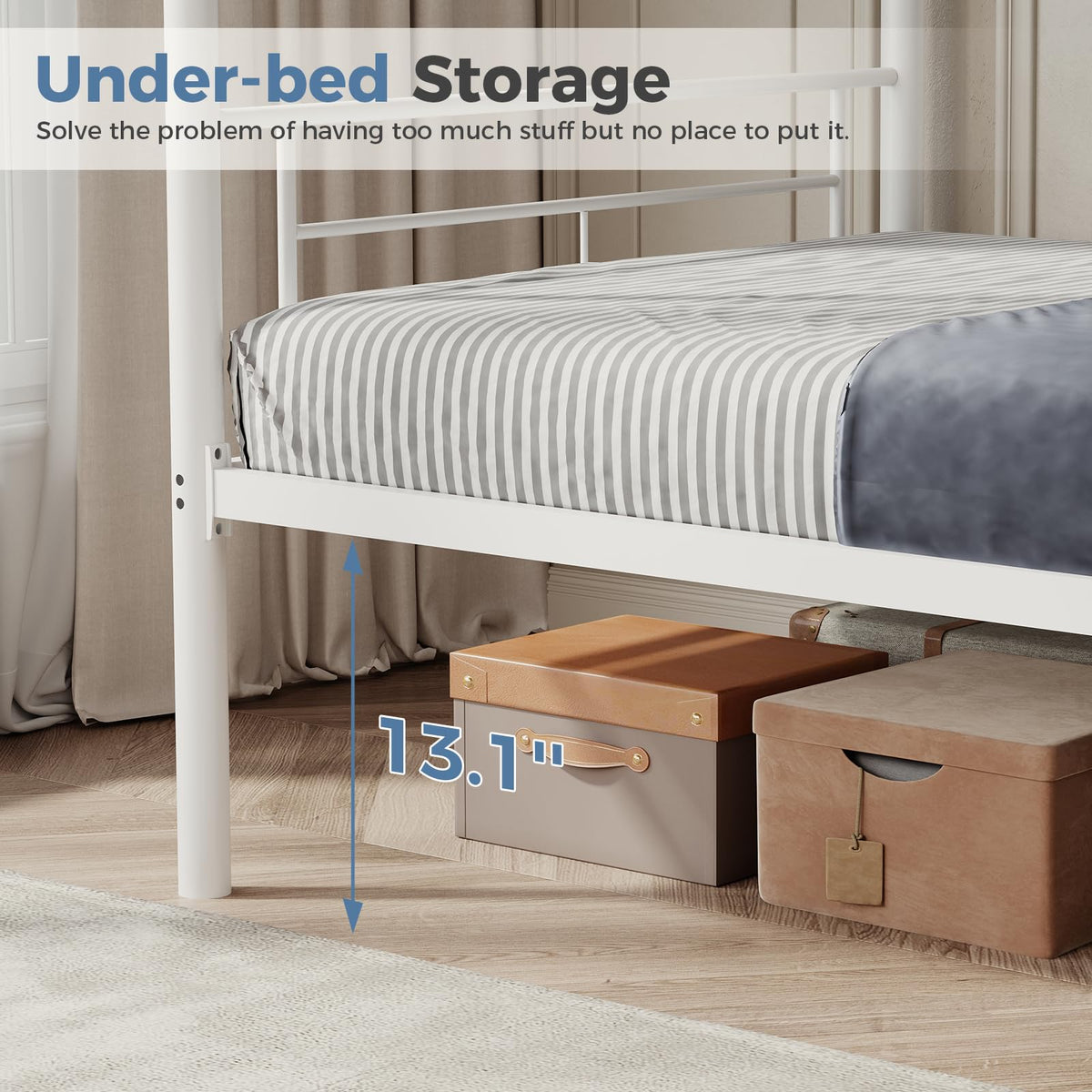 Metal Bunk Bed Twin Over Twin with Ladder and Guardrail D214660
