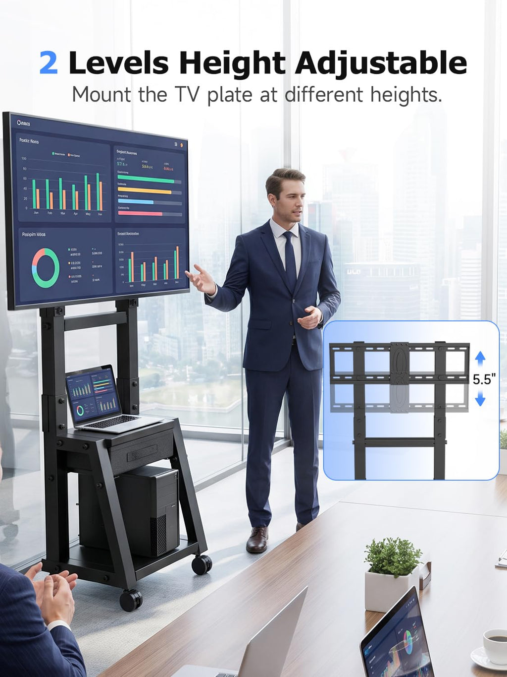 Mobile TV Cart with Storage Drawer for 32-75 inch TVs E229513