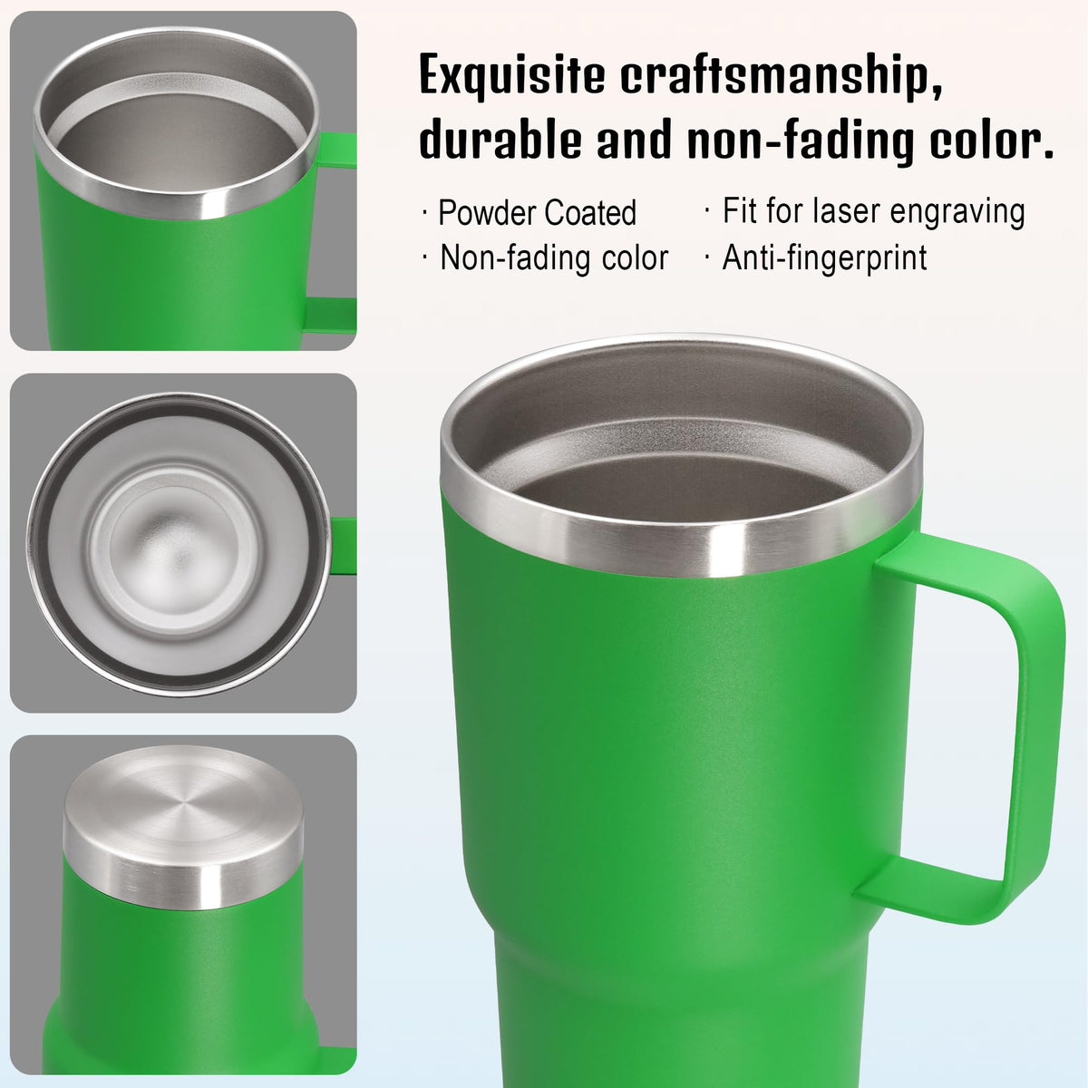 20 oz Insulated Tumbler with Handle and Lid Green A73314