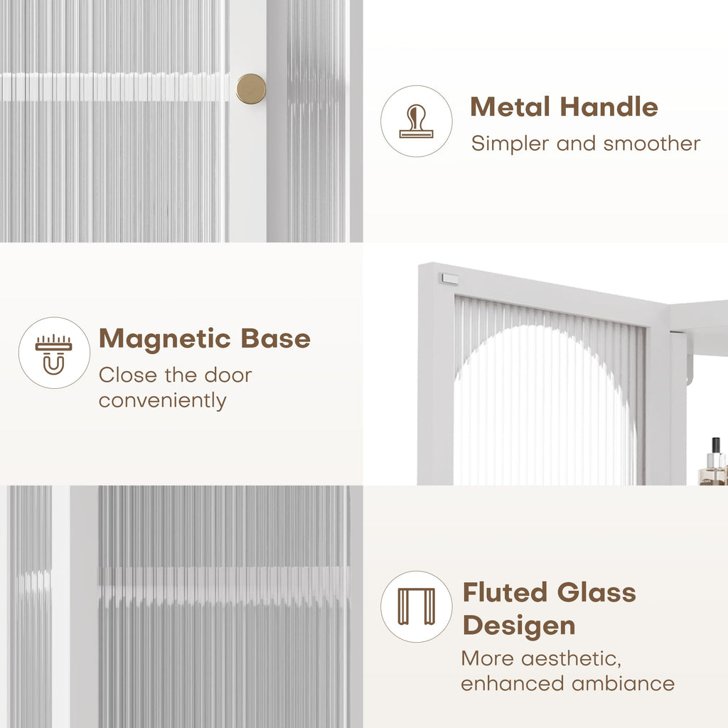 White Metal Corner Wall Cabinet with Glass Doors and Shelves N6426