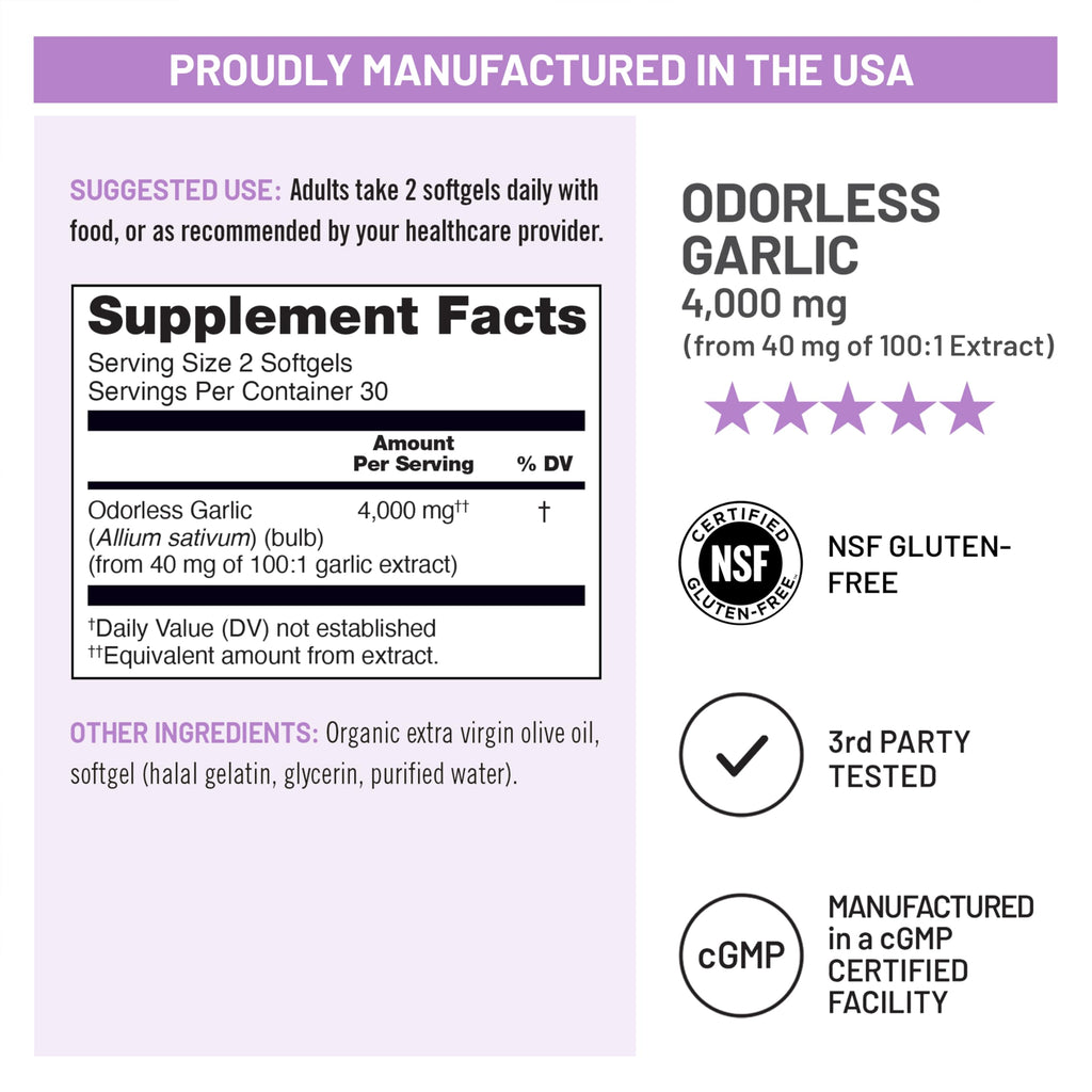 Odorless Garlic Supplement 4000mg 60 Count C371123