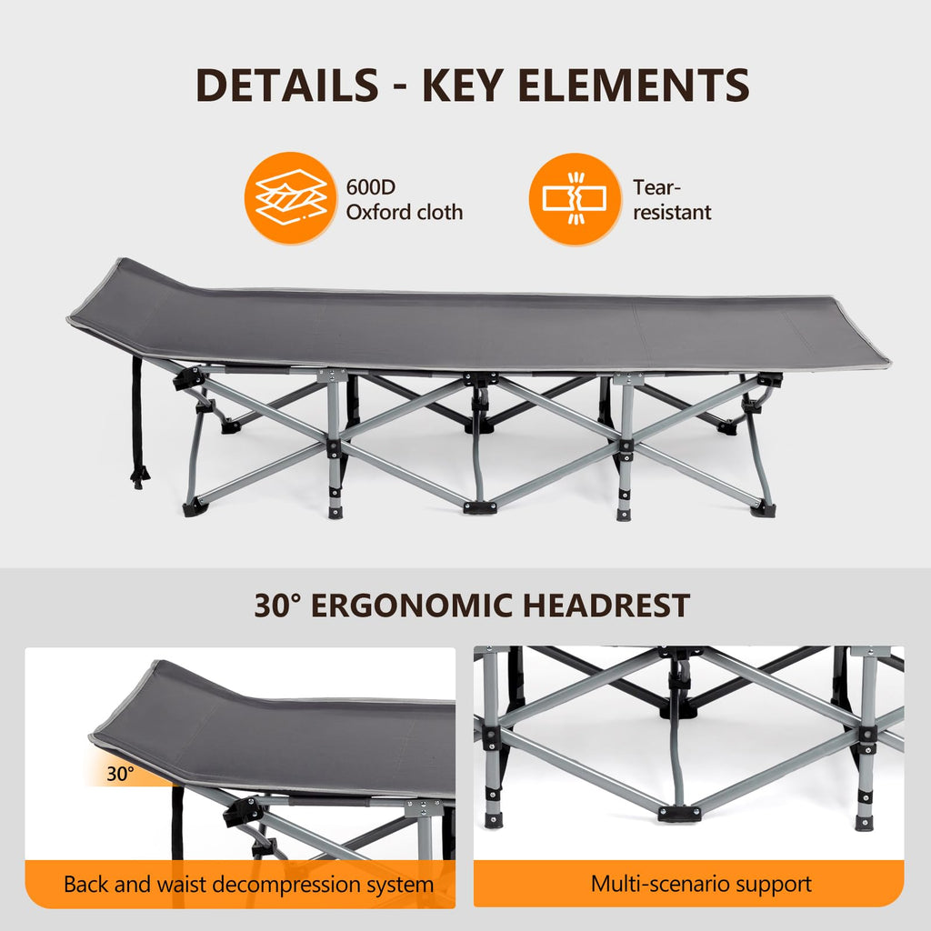 Folding Camping Cot Bed with Mattress and Pillow H157274