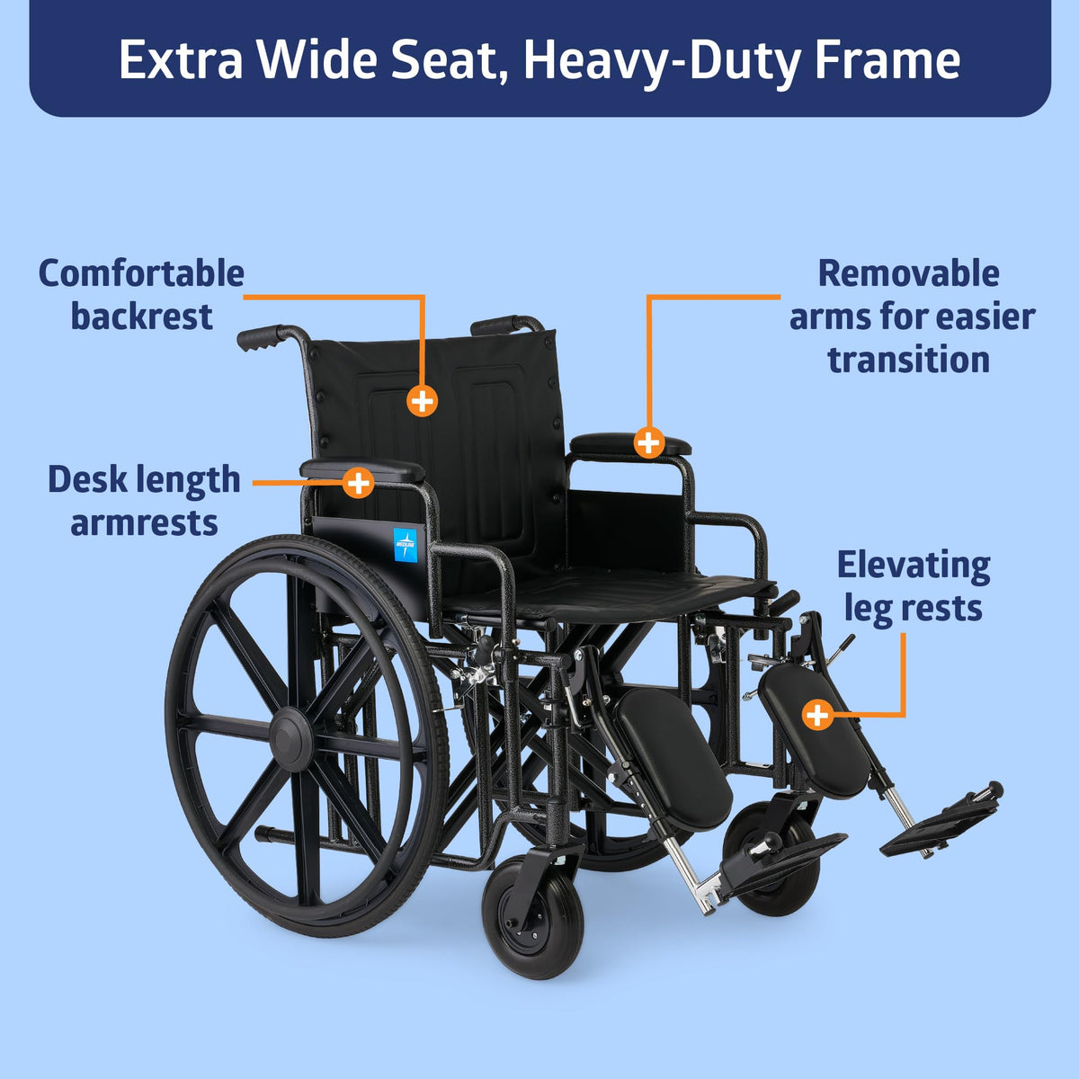 Extra-Wide Bariatric Wheelchair with 22" Wide Seat B795