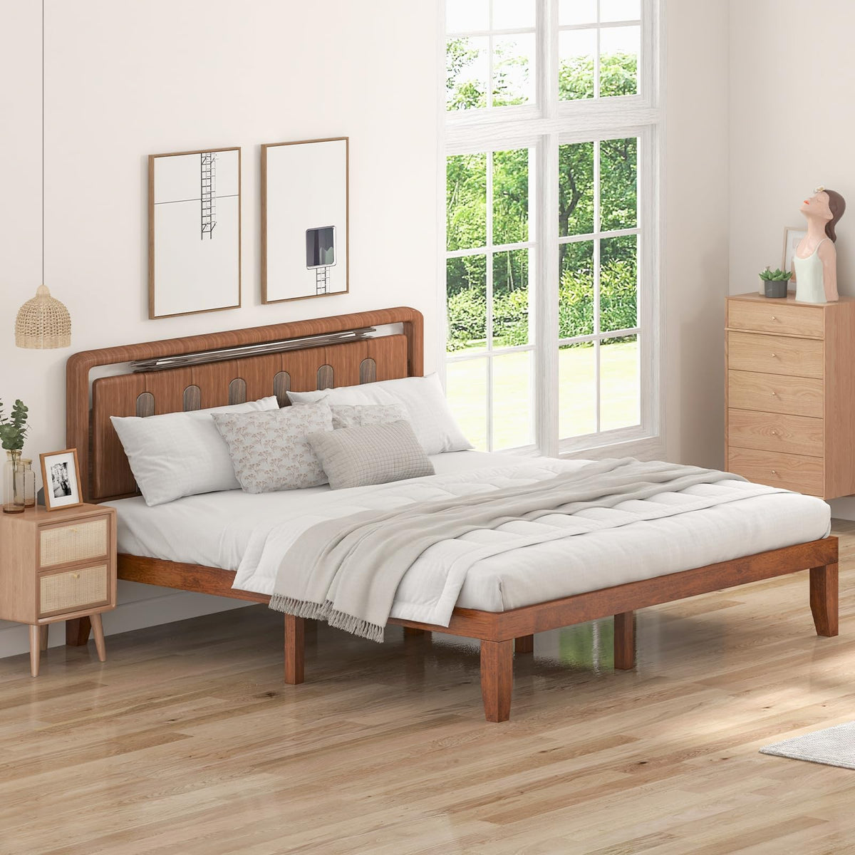 14 Inches Wood Platform Bed Frame King Size E904078