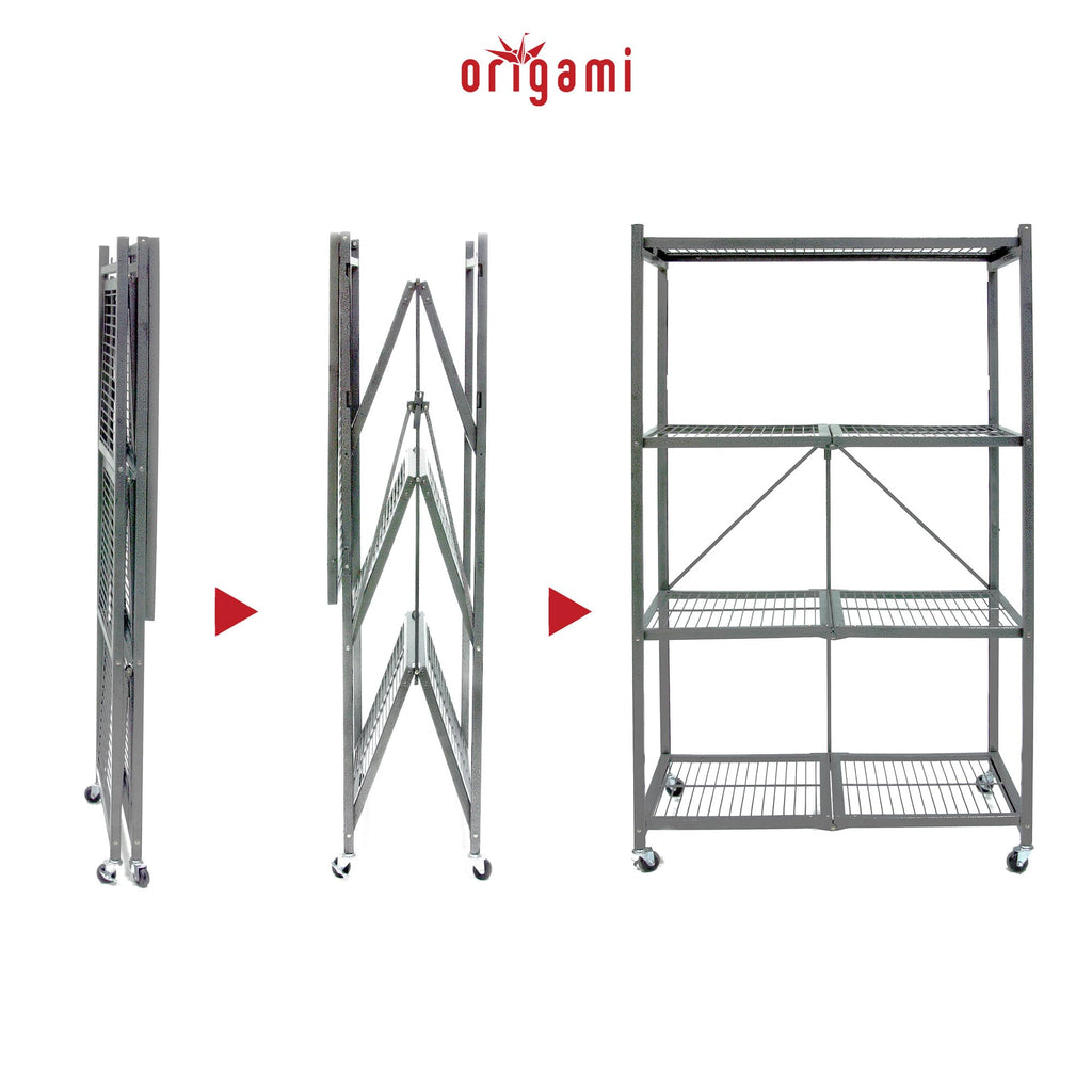 Foldable 4-Tier Heavy-Duty Steel Storage Rack R5538
