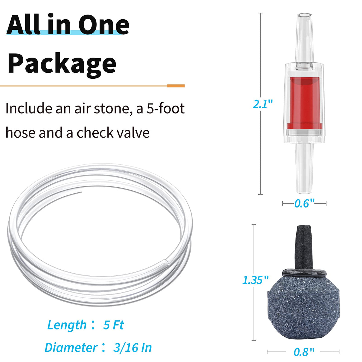 15-40 GPH Compact Quiet Aquarium Air Pump with Air Stone R68746