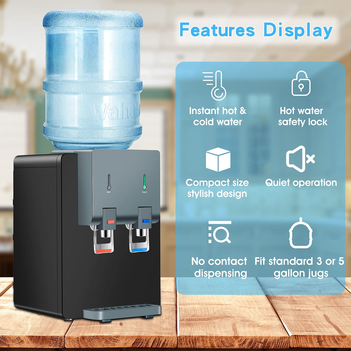 Top Loading Hot and Cold Water Cooler Dispenser, Black R6079