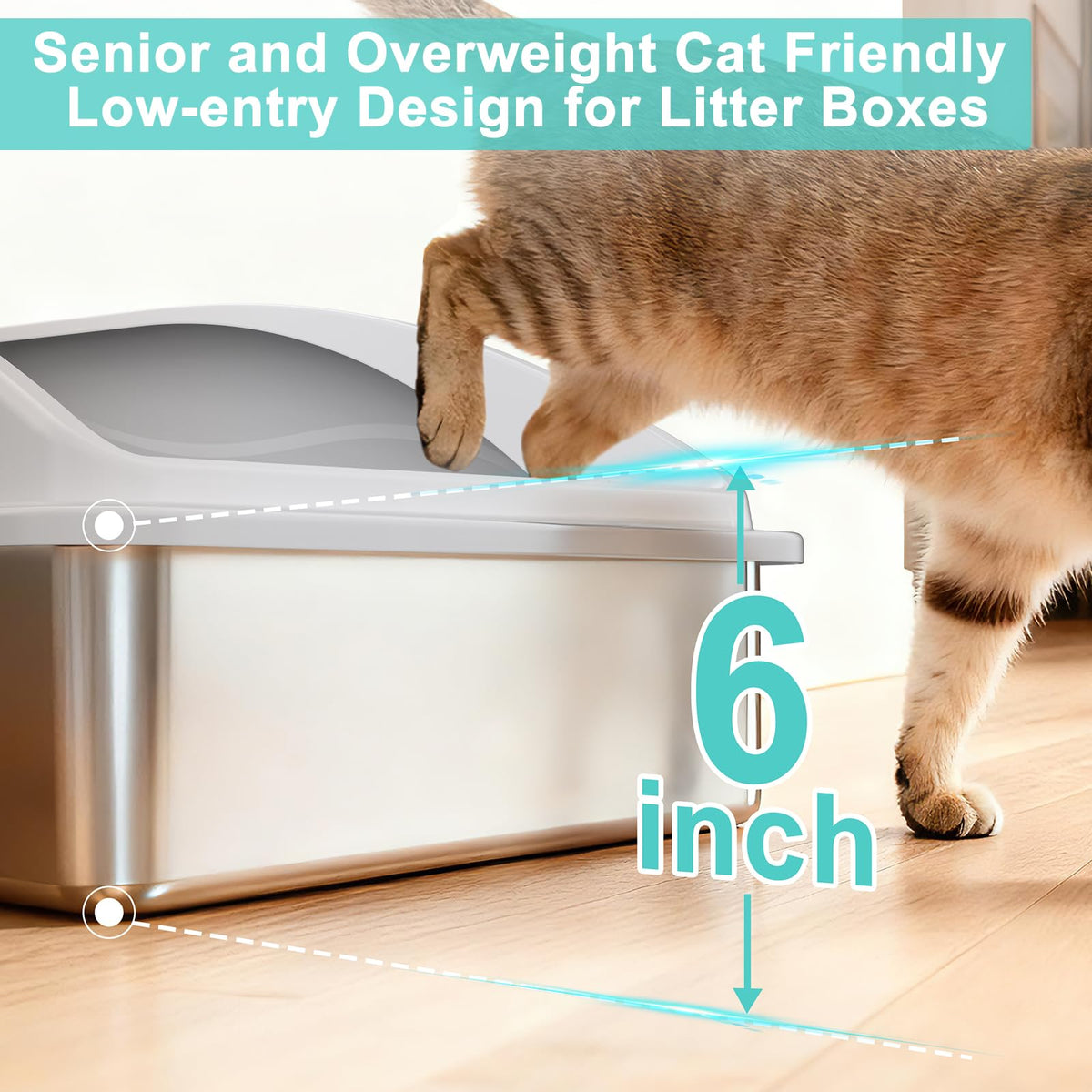 XL Enclosed High Sided Stainless Steel Cat Litter Box with Lid W9929