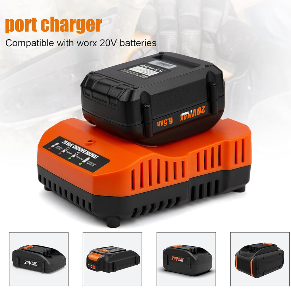 2 Pack 6.5Ah Replacement 20v Lithium Battery and Charger Kit M958