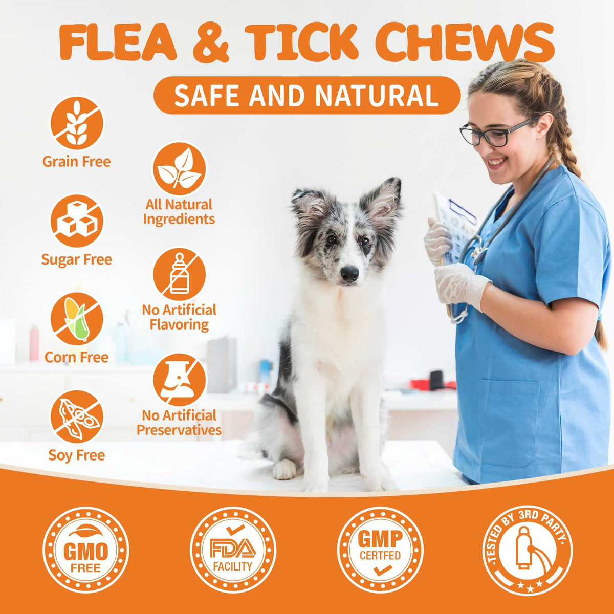 Natural Dog Flea and Tick Chewables 60 Soft Chews Z4585