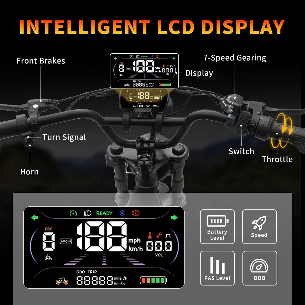 Peak 1200W 20MPH 48V 13Ah Electric Bike J96540