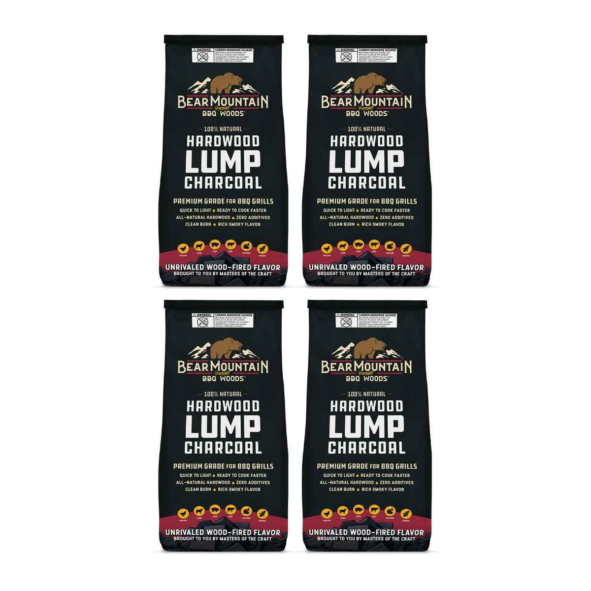 4 Pack Hardwood Lump Charcoal 16 Pounds X3191