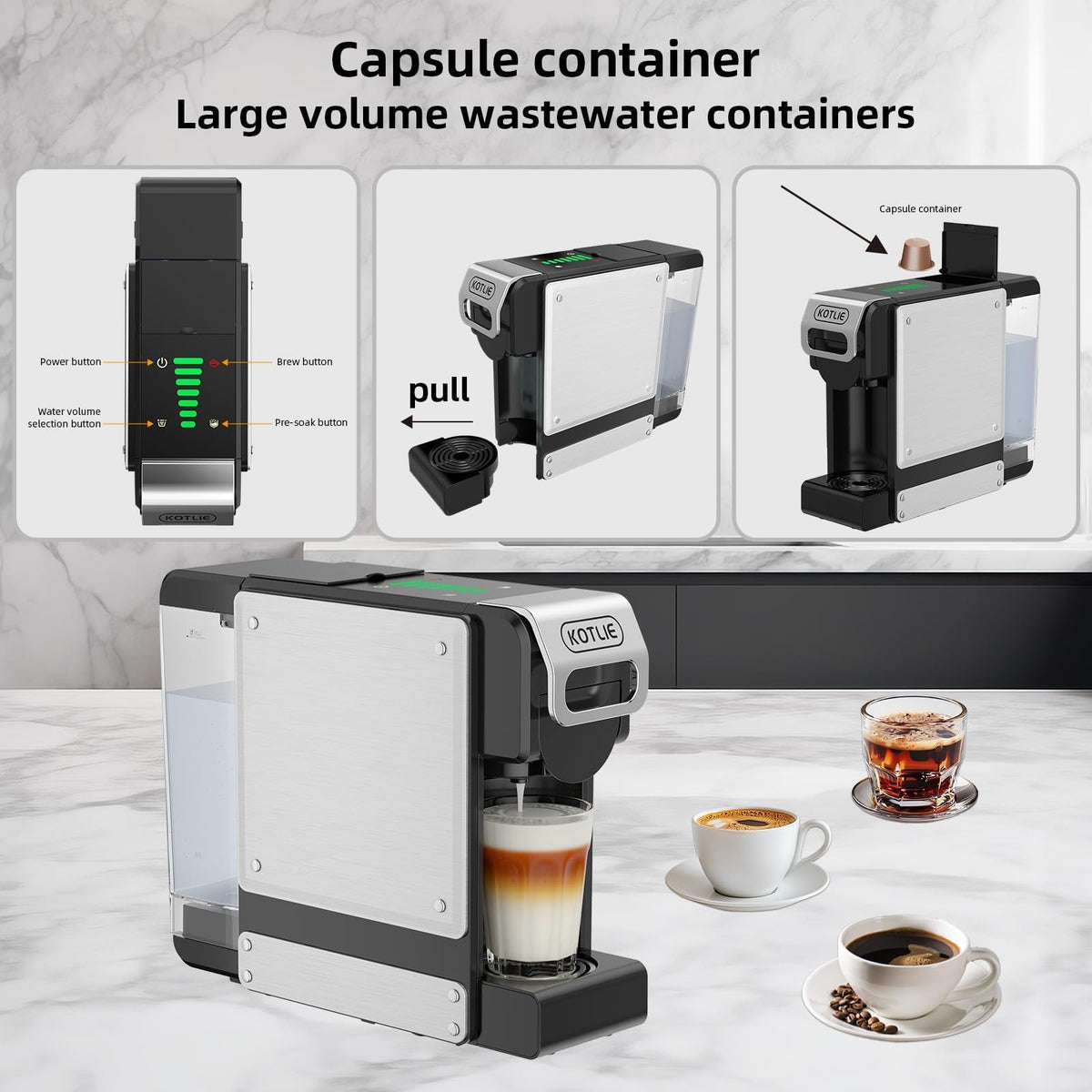 19 Bar Single Serve Coffee Maker with 34 Oz Reservoir G4648