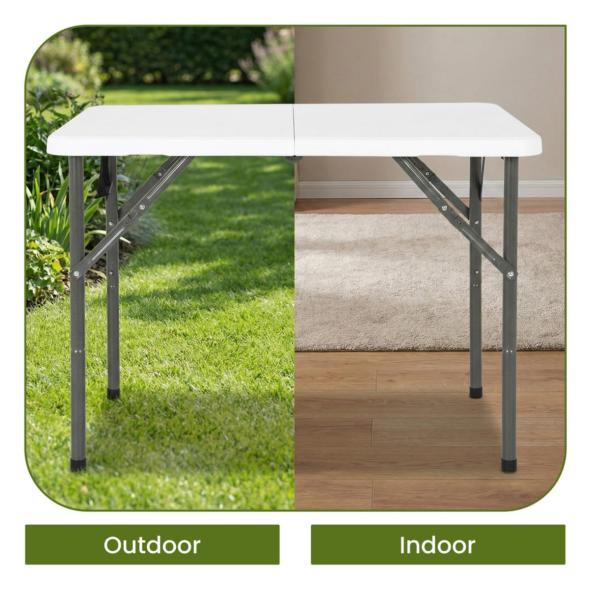 White Plastic Folding Card Table with Carrying Handle I929