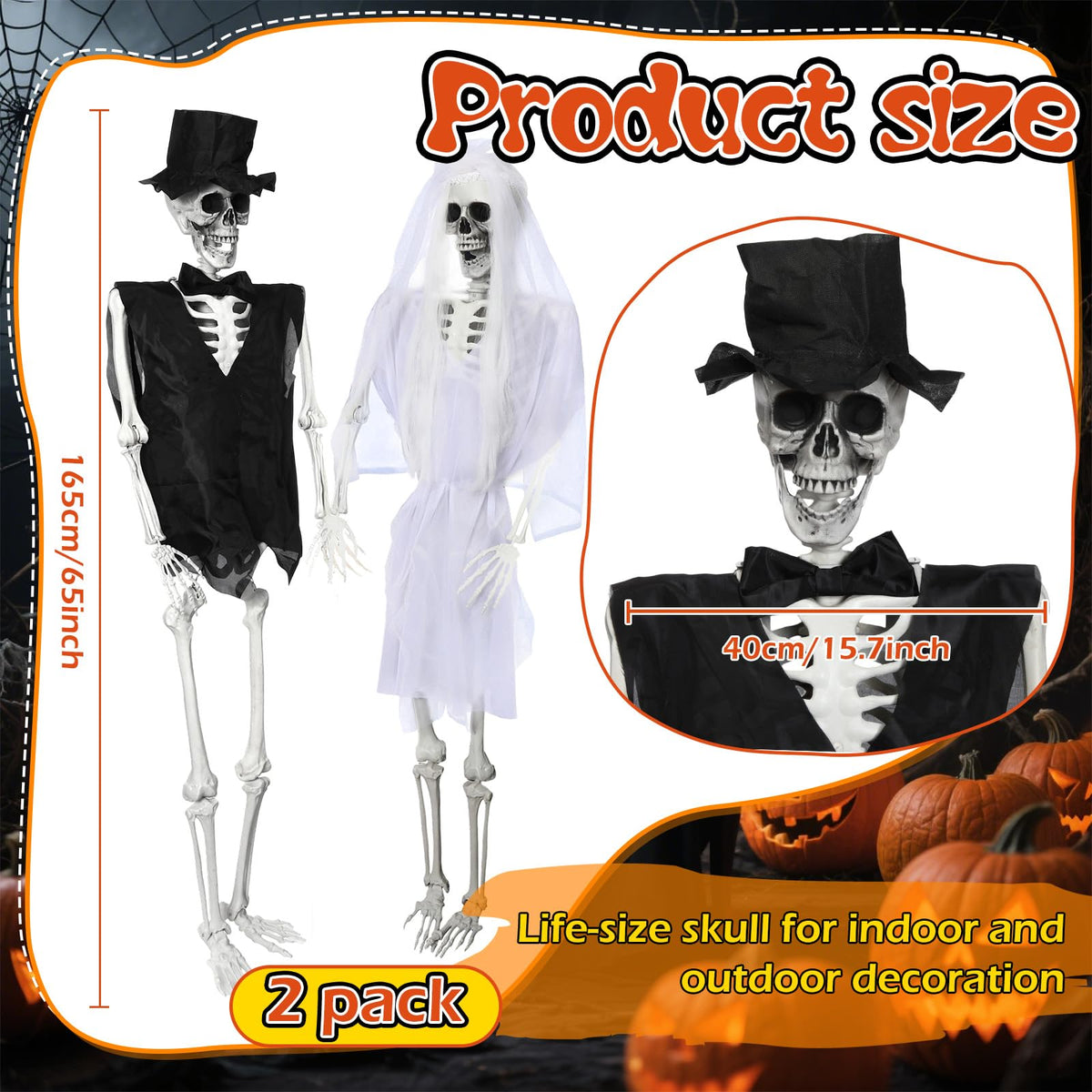 2 Set 5.4 Ft Posable Skeleton Decor A86178