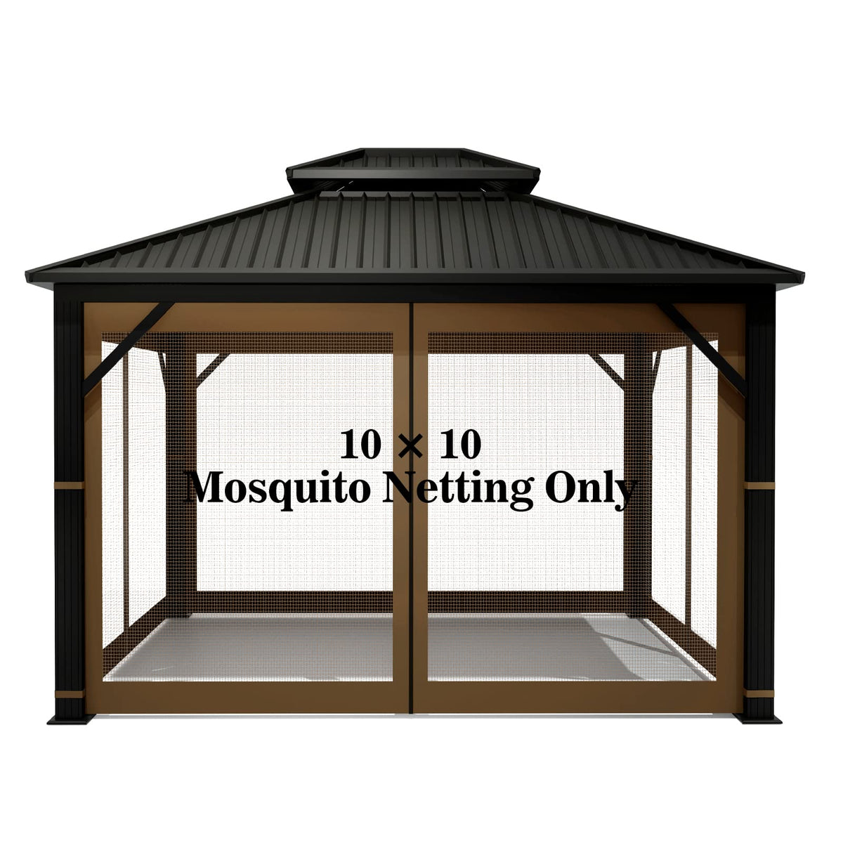 10' x 10' 4-Panel Mosquito Netting Sidewall Curtain with Zipper (Brown) R5460