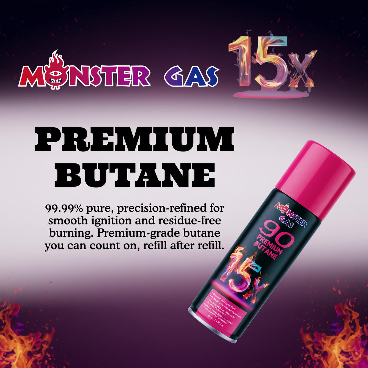 15x Ultra-Pure Butane Fuel Canisters 90ml K237