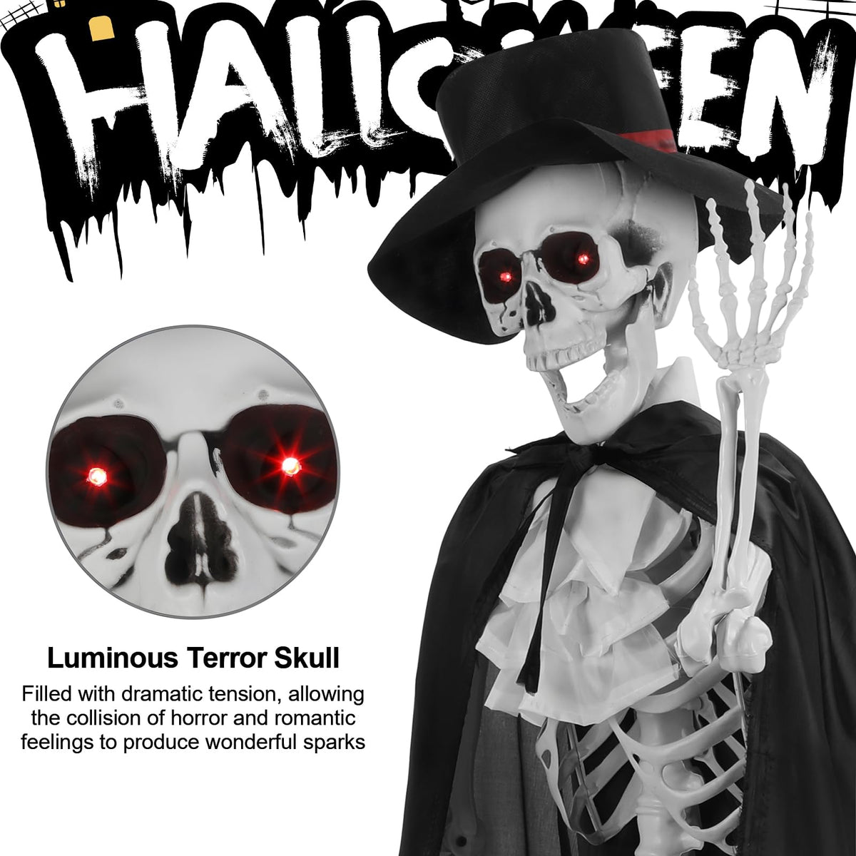 Halloween Skeleton Decor, 5.4 ft Posable L816861