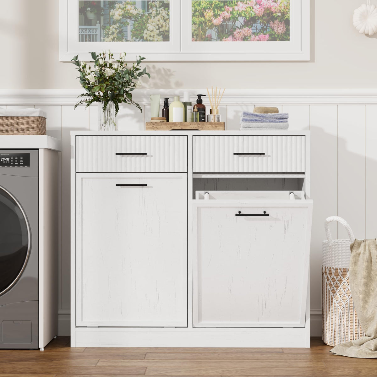 Double Tilt Out Laundry Hamper Cabinet U531