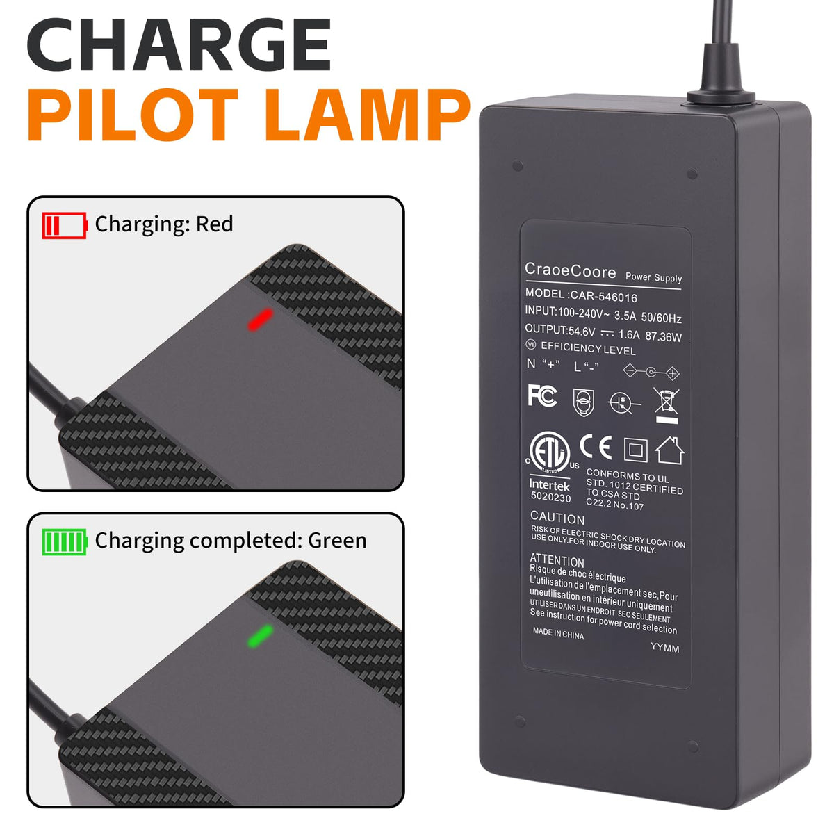 54.6V 1.6A Electric Scooter Charger for 48V Lithium Battery L6245