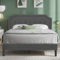 Queen Size Fabric Upholstered Platform Bed Frame with Wooden Slats P809
