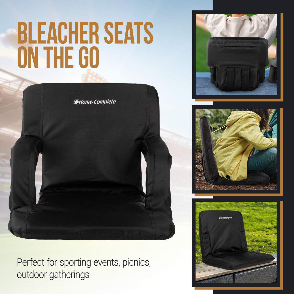 Folding Stadium Chair with Padded Back Support and Armrests X6832