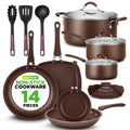 14-Piece Nonstick Brown Cookware Set L9295