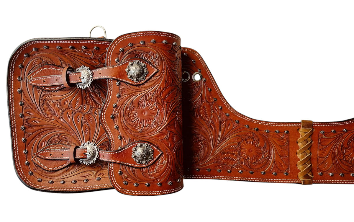 Brown Leather Saddle Bag with Adjustable Straps F8193