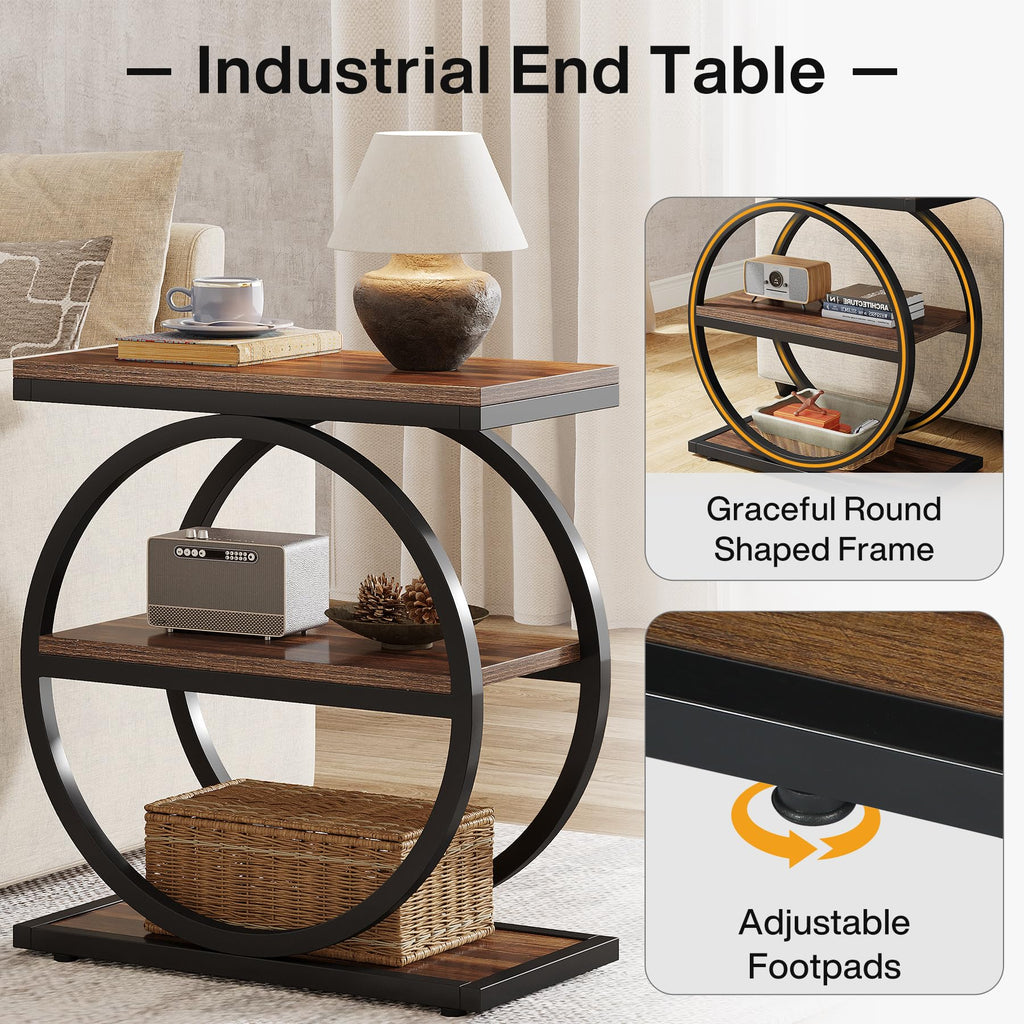 Narrow End Table with 3 Storage Shelves W910206