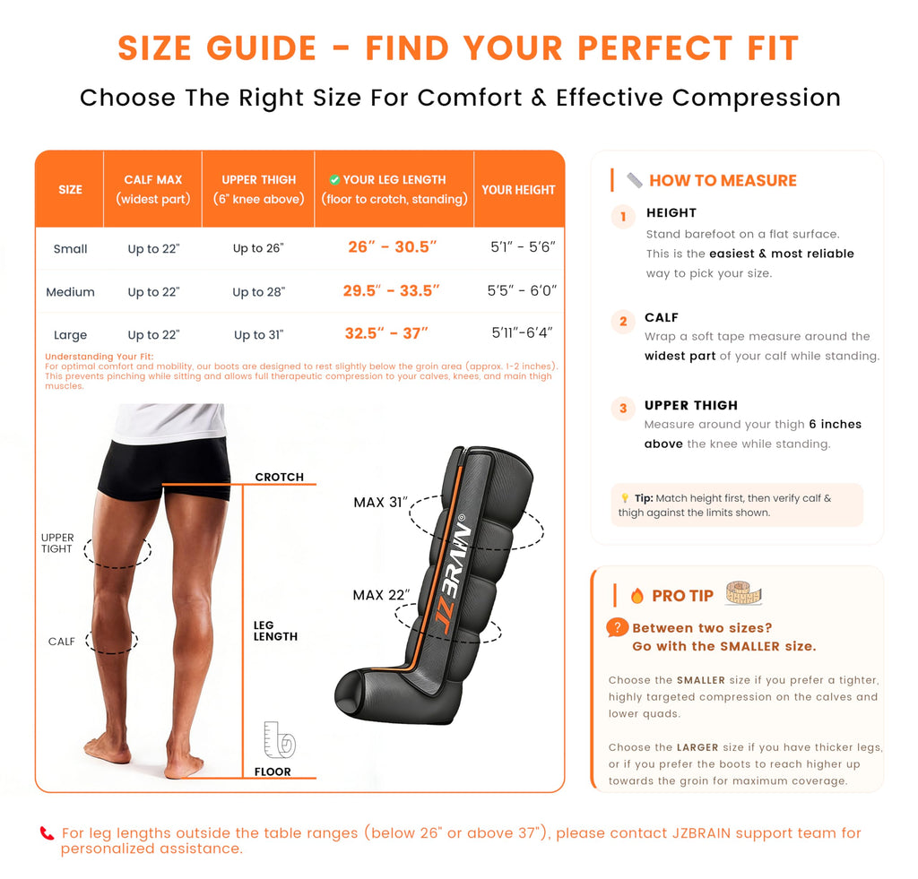 Air Compression Boots Leg Massager with Heat, 6 Modes & 11 Intensities (Large) D573866
