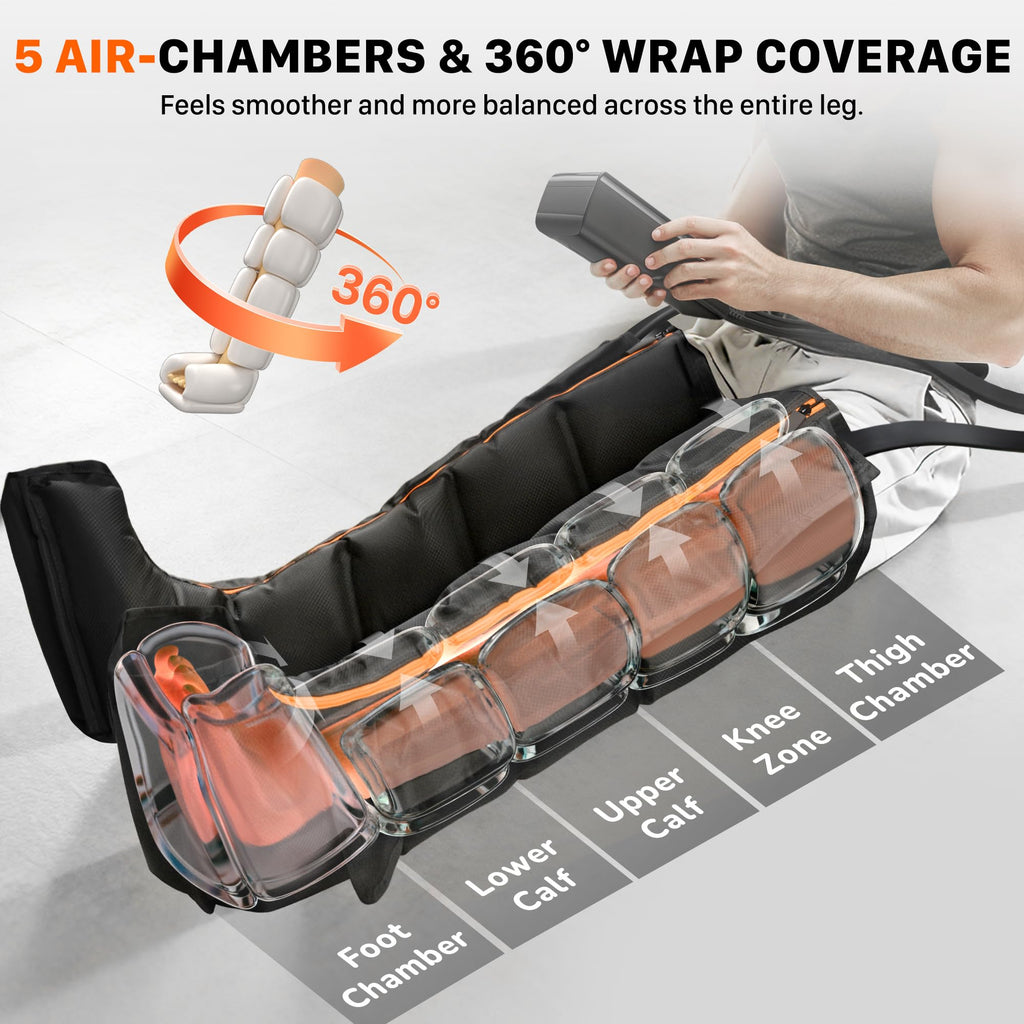 Air Compression Boots Leg Massager with Heat, 6 Modes & 11 Intensities (Large) D573866