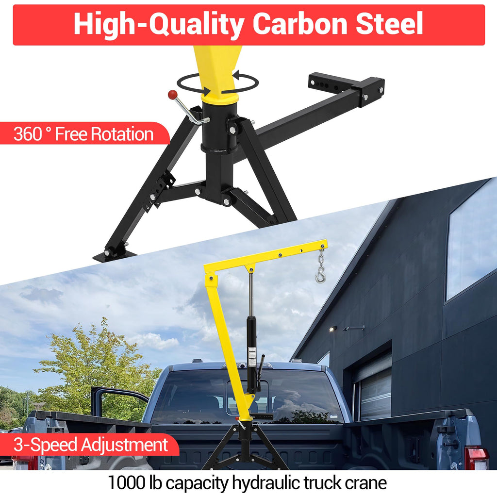 Hydraulic 1000Lbs Hitch-Mounted 360° Swivel Pickup Truck Crane K261475
