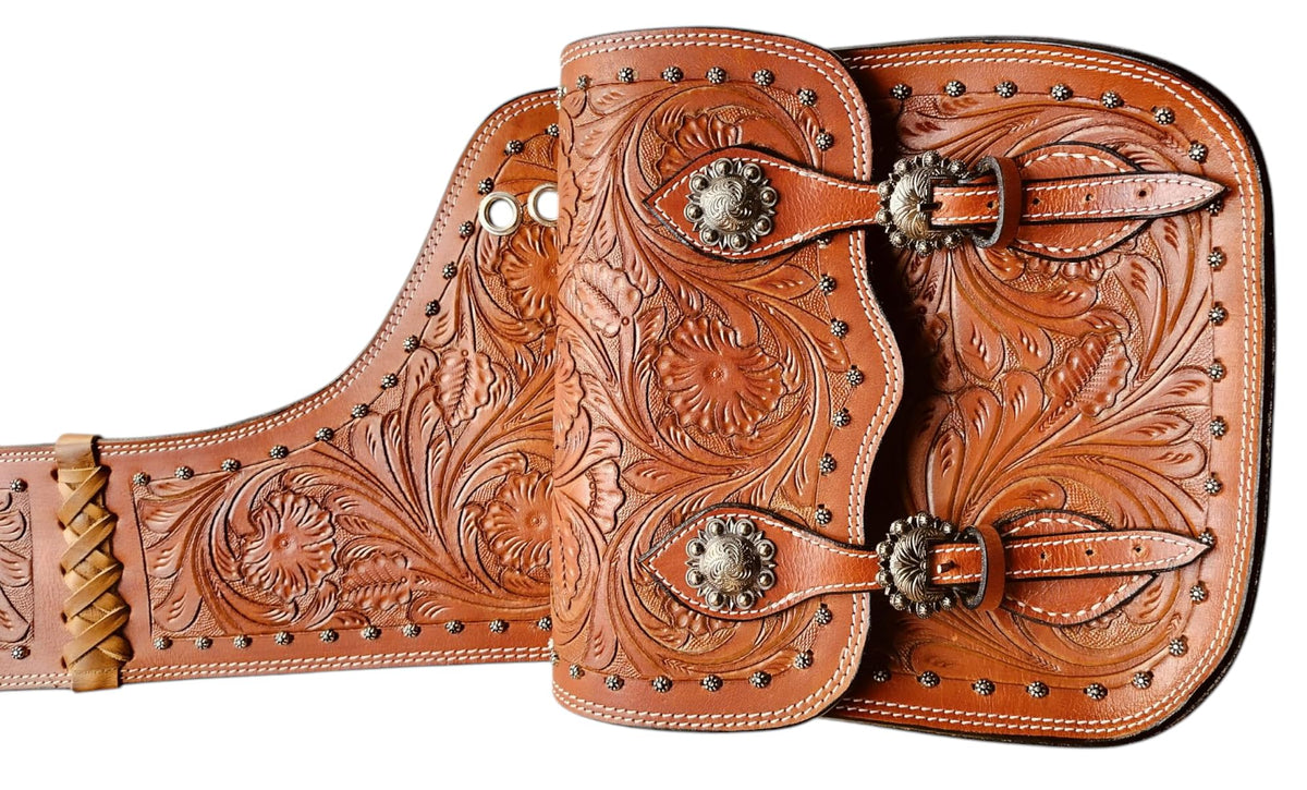 Brown Leather Saddle Bag with Adjustable Straps F8193