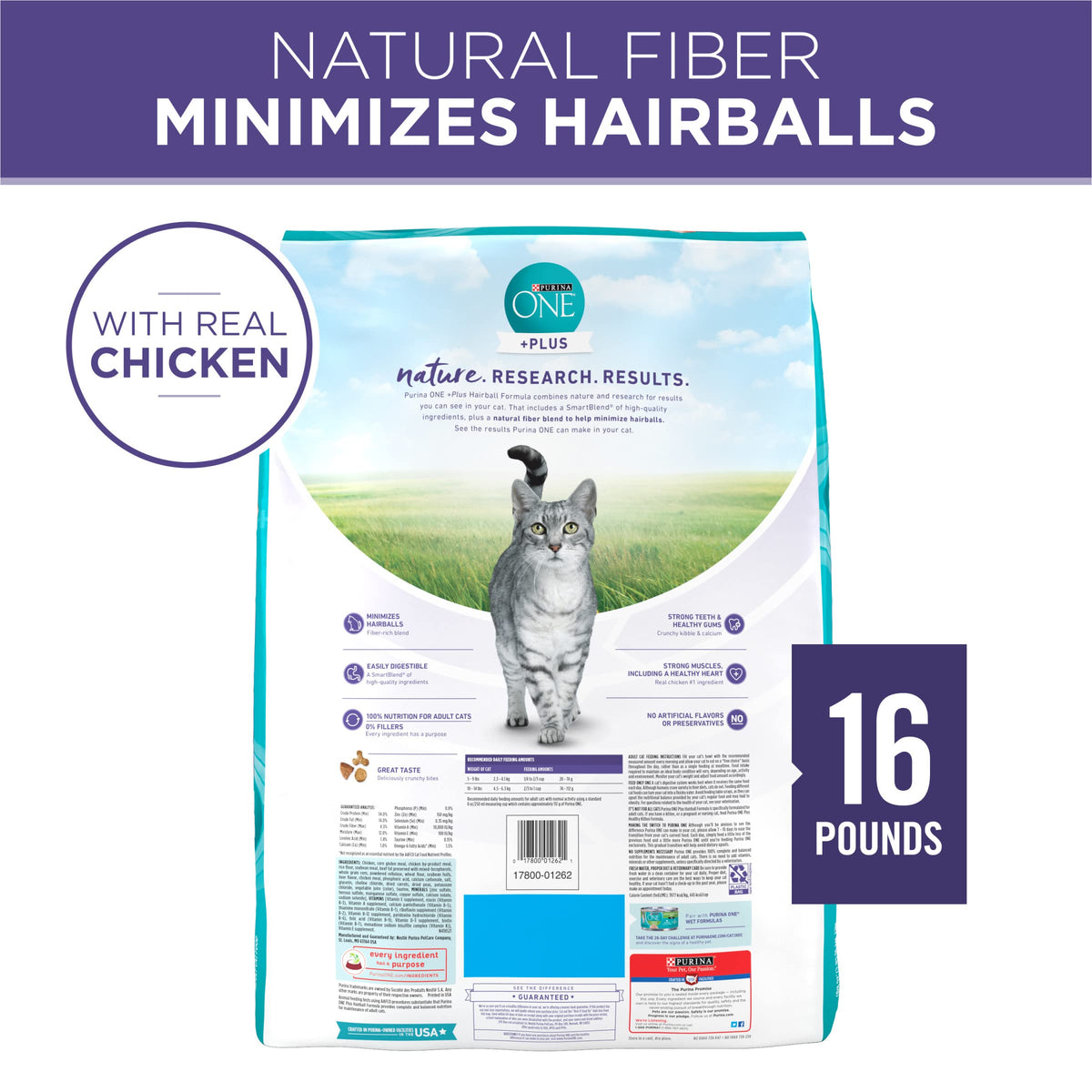 Natural Hairball Control Dry Cat Food, 16 lb Bag E785287