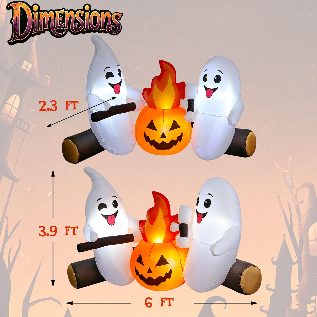 6FT Halloween Inflatable Ghost C9455
