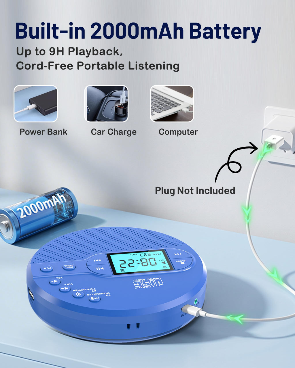 Portable CD Player with FM Transmitter & Speaker Q956644