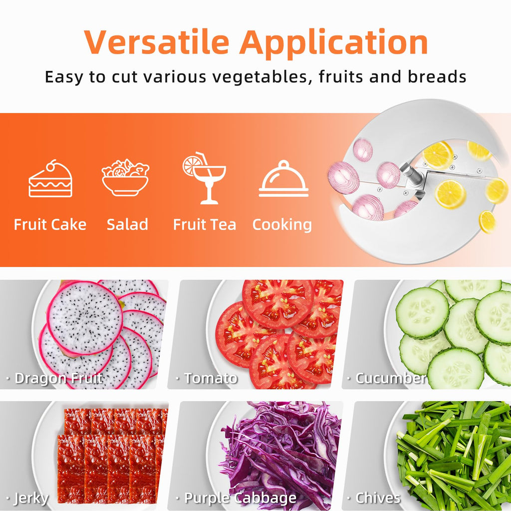 Electric Vegetable Slicer, Stainless Steel 2 IN 1 Manual & Electric Food Slicer I569664