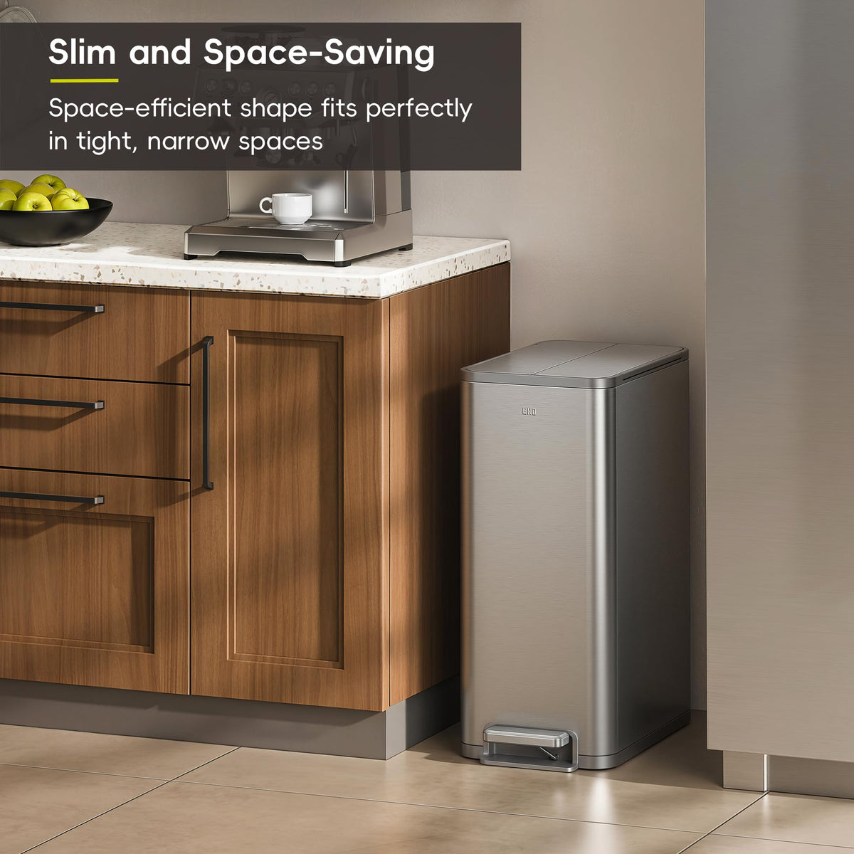 50L Stainless Steel Slim Step Trash Can U2384