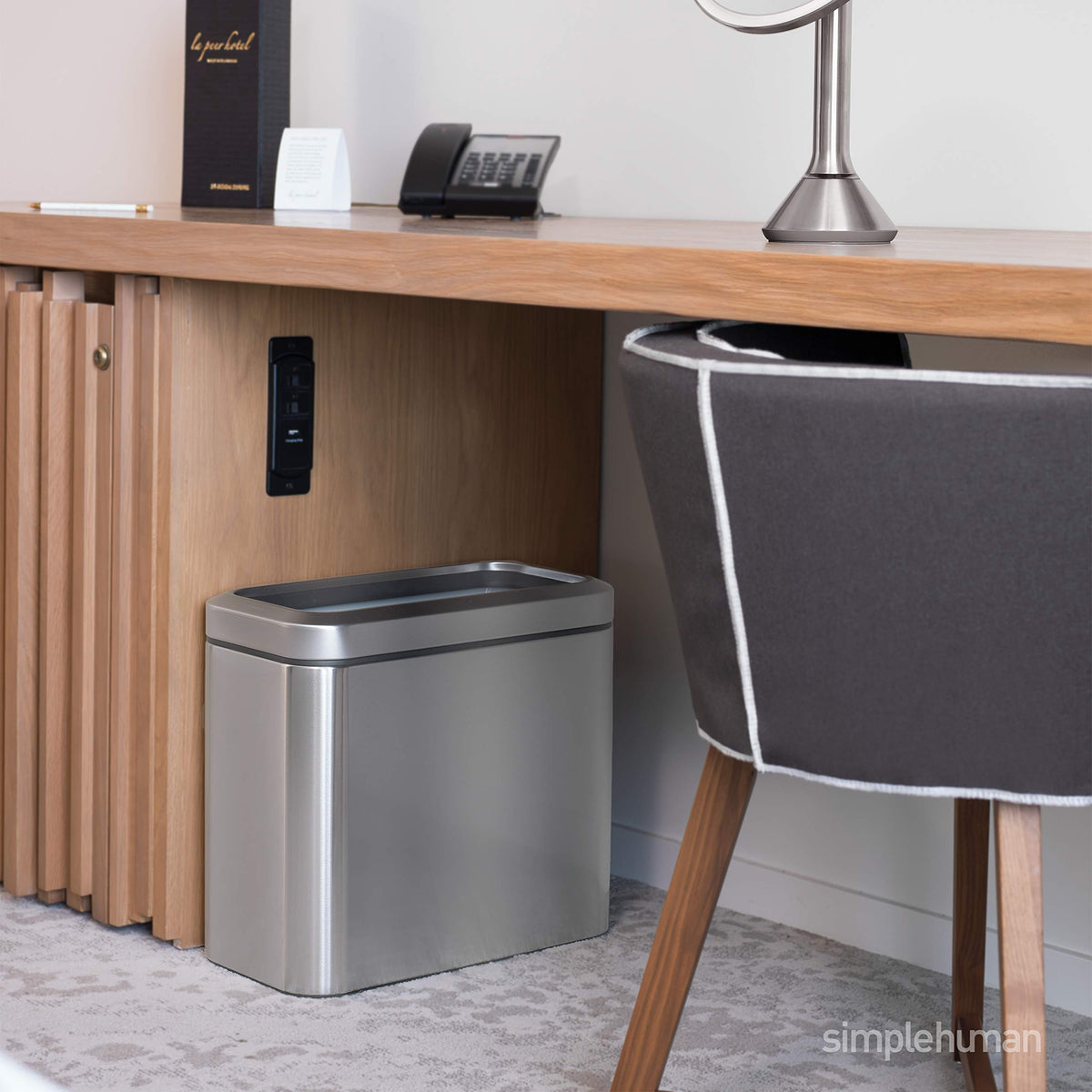25L Brushed Stainless Steel Slim Open Trash Can U383738